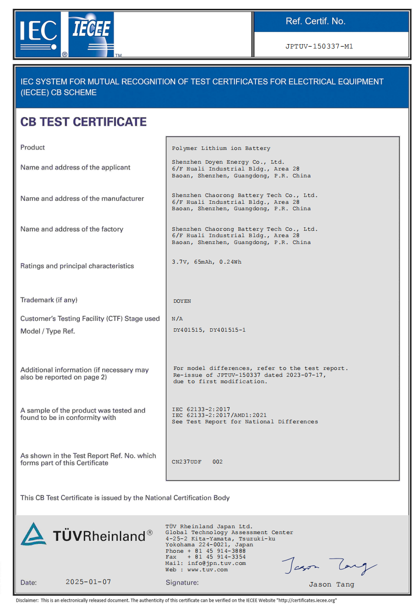 Certificate of TUV IEC Certificate of TUV IEC