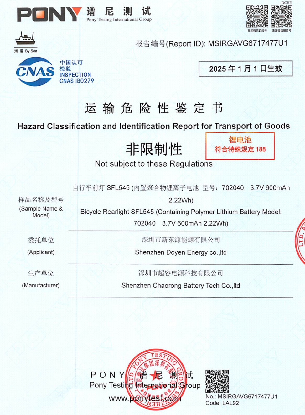 Certificate of Transport Certificate of Transport